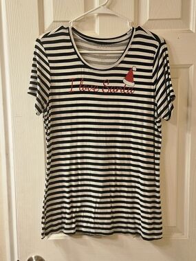 Essentials Striped Knit Top in Black and Cream